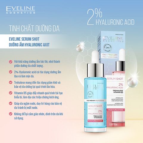 Tinh Chất Dưỡng Da Eveline Serum Shot 30ML - Ngừa Mụn, Se Khít Lỗ Chân Lông Niacinamide Cho Da Dầu, Hỗn Hợp, Mụn