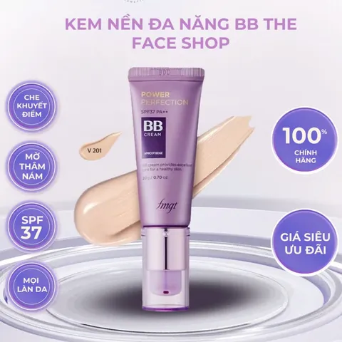 Kem nền, kem lót The Face Shop Power Perfection BB Cream SPF37 PA++ V201 20g – mịn da, nâng tông