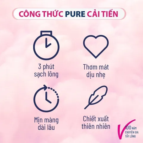Kem tẩy lông Veet Pure 50g - Dành cho da thường, công thức cải tiến với Bơ hạt mỡ, hiệu quả chỉ trong 3 phút, làn da mềm mại tự nhiên