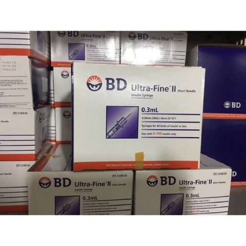 Bơm Tiêm Tiểu Đường BD Ultra Fine II 0.3ml, 0.5ml, 1ml - Kim Chích Insulin Dùng Một Lần Hộp 100 Cái