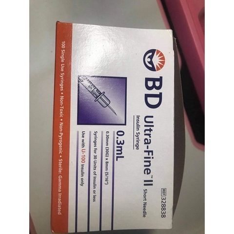 Bơm Tiêm Tiểu Đường BD Ultra Fine II 0.3ml, 0.5ml, 1ml - Kim Chích Insulin Dùng Một Lần Hộp 100 Cái