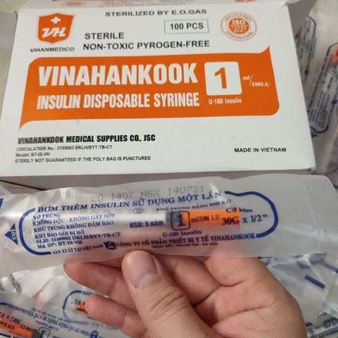 Kim Tiêm Insulin Sử Dụng Một Lần Vinahankook - Combo 10 Cây 1cc Dùng Cho Người Tiểu Đường & Thẩm Mỹ Spa