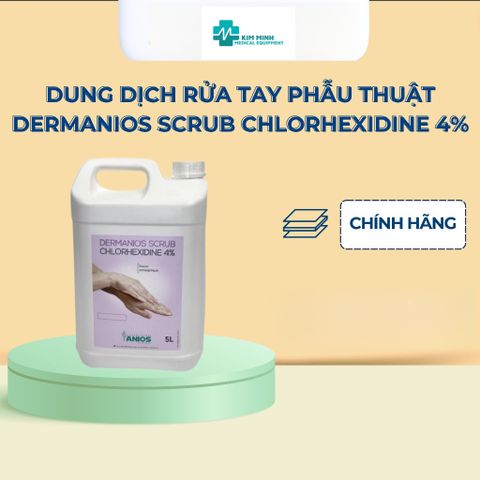 Dung dịch rửa tay phẫu thuật Dermanios Scrub Chlorhexidine 4% - Chai 5 Lít An Toàn và Hiệu Quả cho Y Tế