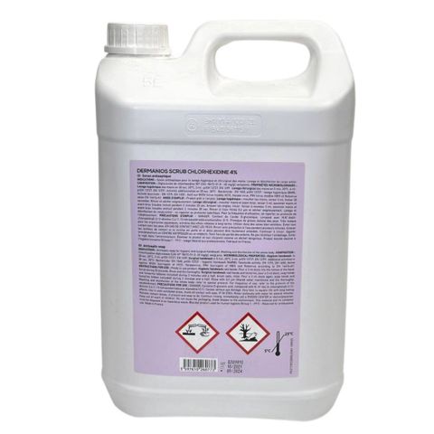 Dung dịch rửa tay phẫu thuật Dermanios Scrub Chlorhexidine 4% - Chai 5 Lít An Toàn và Hiệu Quả cho Y Tế