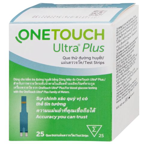 Que Thử Đường Huyết Onetouch Ultra Plus - Hộp 25 Que Thử Chính Xác 99% Cho Sức Khỏe Của Bạn