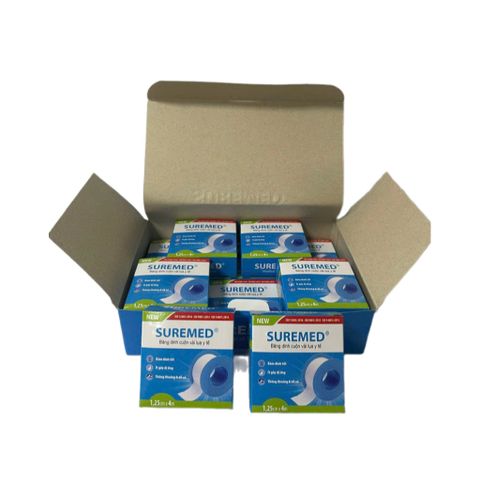 Băng Dính Cuộn Vải Lụa Y Tế Suremed Combo 3 Cuộn 1.25x4m - Chất lượng cao, an toàn cho da nhạy cảm, dùng cho vết thương và y tế