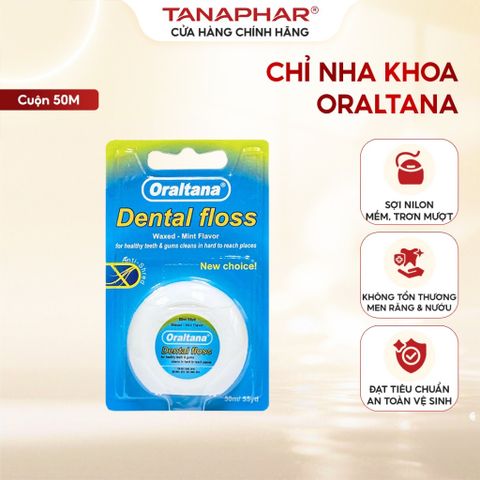 Chỉ Nha Khoa Oraltana Bền Dai - Sạch Sẽ Răng Miệng, Ngăn Ngừa Sâu Răng và Viêm Nướu, Hương Bạc Hà Tươi Mát (1 Cuộn)