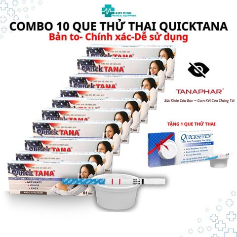 Combo 10 Que Thử Thai QuickTANA Bản To - Phát Hiện Thai Sớm Chính Xác, Kết Quả Nhanh, Sản Phẩm Chính Hãng