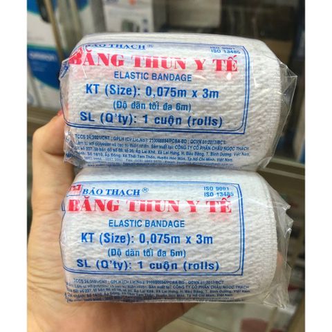 Bịch 10 Cuộn Băng Thun Y Tế Bảo Thạch 3 Móc - Mềm Mại, Giặt Rửa Được, Độ Bền Cao, Sử Dụng Cầm Máu và Hỗ Trợ Chấn Thương