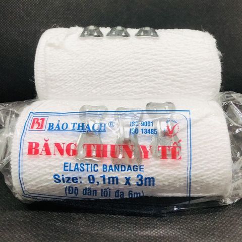 Bịch 10 Cuộn Băng Thun Y Tế Bảo Thạch 3 Móc - Mềm Mại, Giặt Rửa Được, Độ Bền Cao, Sử Dụng Cầm Máu và Hỗ Trợ Chấn Thương