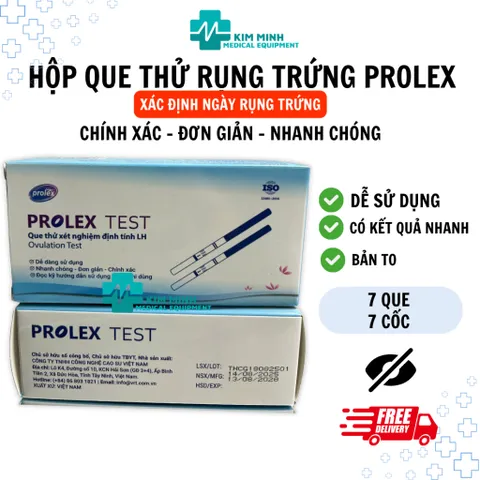 Que thử rụng trứng PROLEX - Hộp 7 que thử x 7 cốc, hỗ trợ thụ thai hiệu quả, dễ sử dụng tại nhà