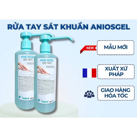 Dung Dịch Rửa Tay Khô Sát Khuẩn Anios Gel 500ml - Sản Phẩm Cao Cấp Nhập Khẩu Từ Pháp, Không Màu, Không Mùi, Duy Trì Độ Ẩm Da