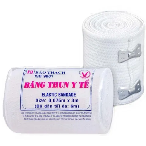 Bịch 10 Cuộn Băng Thun Y Tế Bảo Thạch 2 Móc - Độ Co Dãn Cao, Giặt Được, Dùng Trong Bệnh Viện, Hỗ Trợ Chấn Thương