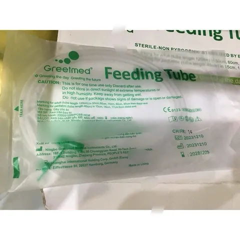 Combo 50 Dây Cho Ăn Có Nắp Đậy Greetmed - Ống Thông Thức Ăn Vô Trùng, An Toàn, Tiện Lợi Cho Chăm Sóc Cá Nhân