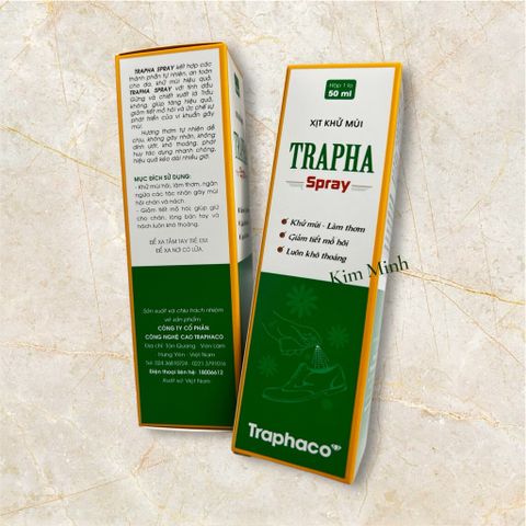 Xịt Khử Mùi TRAPHA SPRAY 50ml - Khử Mùi Hôi, Ngăn Ngừa Mồ Hôi, Tinh Dầu Gừng & Chiết Xuất Lá Trầu Không