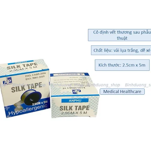 Combo 5 Cuộn Băng Keo Lụa An Phú 2,5cm x 5m - Băng Vết Thương Sau Phẫu Thuật, Dính Chắc, Thoáng Da, Không Gây Dị Ứng