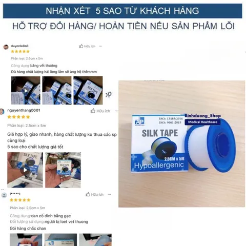 Combo 5 Cuộn Băng Keo Lụa An Phú 2,5cm x 5m - Băng Vết Thương Sau Phẫu Thuật, Dính Chắc, Thoáng Da, Không Gây Dị Ứng