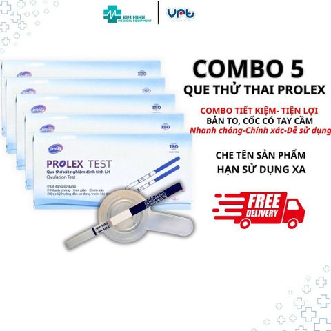 Combo 5 Que Thử Thai Prolex Bản To - Phát Hiện Thai Sớm Độ Chính Xác Cao, Dễ Dàng Sử Dụng Tại Nhà, Tiện Lợi và Đáng Tin Cậy
