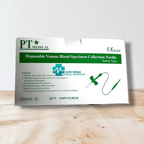 Kim Bướm Lấy Máu Chân Không 23G Có Khóa An Toàn - Hộp 100 Chiếc, Kim Luồn Tĩnh Mạch Đảm Bảo An Toàn và Tiện Lợi