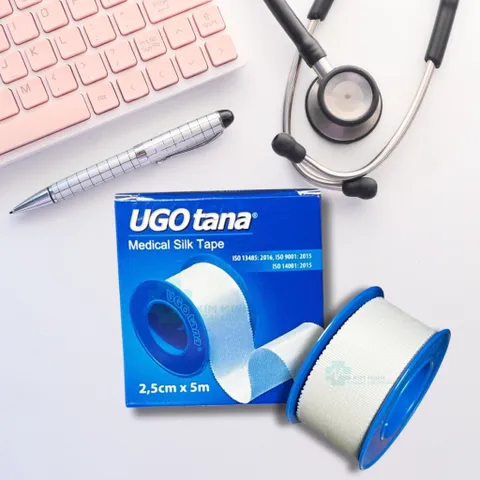 Băng Dính Lụa Y Tế UGOTANA 2.5cm x 5m - Hộp 12 Cuộn, Băng Băng Thoáng, Dính Cao, Dụng Cụ Y Khoa Thiết Yếu