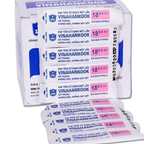Hộp 100 cây đầu kim tiêm y tế Vinahankook 18G 20G 23G 25G 26G - Kim chích vaccine và thuốc an toàn, chất lượng cao