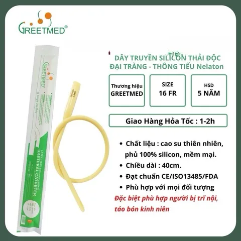 Dây Truyền Silicone Greetmed Thải Độc Đại Tràng - Ống Thông Tiểu Nelaton 10C, An Toàn và Thoải Mái cho Nam Nữ