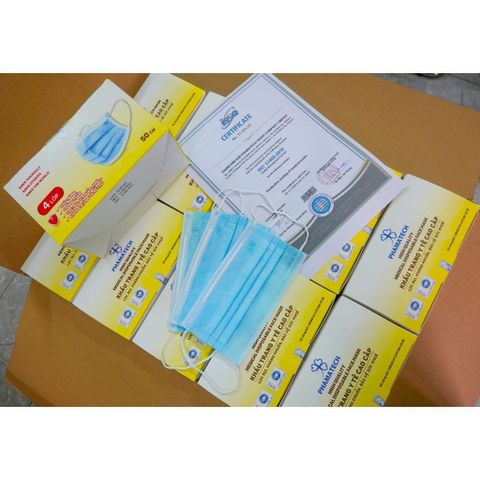 Khẩu Trang Y Tế 4 Lớp Phamatech Kháng Khuẩn - Bảo Vệ Sức Khỏe Chống Tia UV, Lọc Vi Khuẩn - Hộp 50 Chiếc