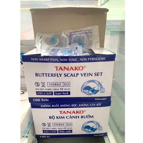 Kim Cánh Bướm 23G Tanaphar - 10 Cái Kim Tiêm Truyền Tĩnh Mạch Dễ Sử Dụng, Hỗ Trợ Cố Định Kim An Toàn cho Bệnh Nhân