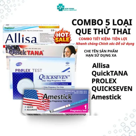 Combo 5 Que Thử Thai Sớm Amestick, Quickseven, QuickTANA, PROLEX, Allisa - Phát Hiện Thai Chính Xác Và Tiện Lợi Tại Nhà