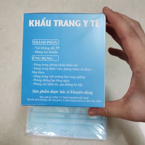 Hộp Khẩu Trang Y Tế 4 Lớp Kháng Khuẩn PA Medical Màu Xanh - An Toàn, Dễ Sử Dụng (50 cái)