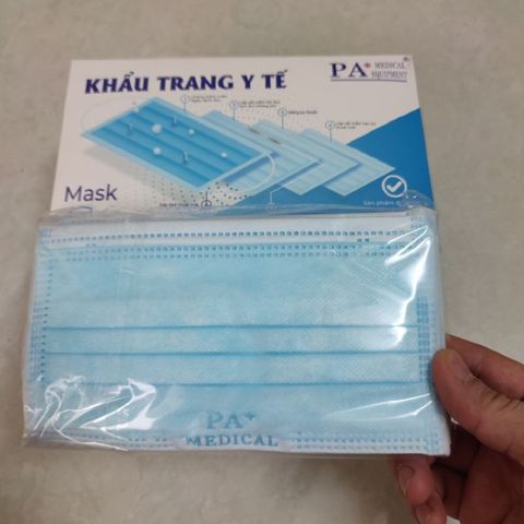 Hộp Khẩu Trang Y Tế 4 Lớp Kháng Khuẩn PA Medical Màu Xanh - An Toàn, Dễ Sử Dụng (50 cái)