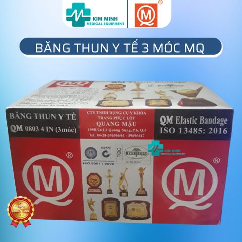 Hộp 12 Cuộn Băng Thun 3 Móc QM - Dụng Cụ Cầm Máu, Cố Định Khớp, Vật Dụng Sơ Cứu Y Tế Cao Cấp