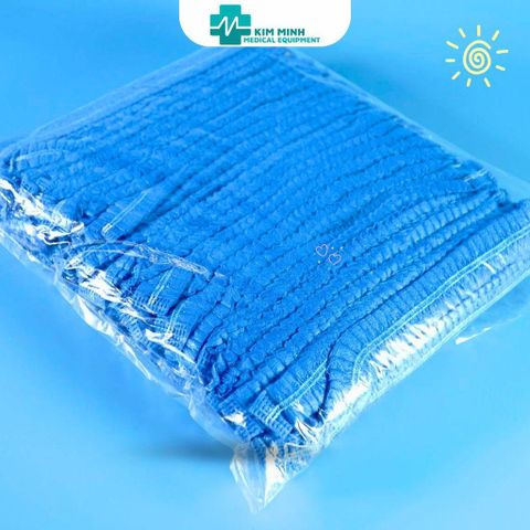 Bịch 100 Nón Đội Đầu Trùm Tóc Xanh Dùng Một Lần - Mũ Không Dệt Phòng Sạch, Chống Bụi, Bảo Vệ Tóc