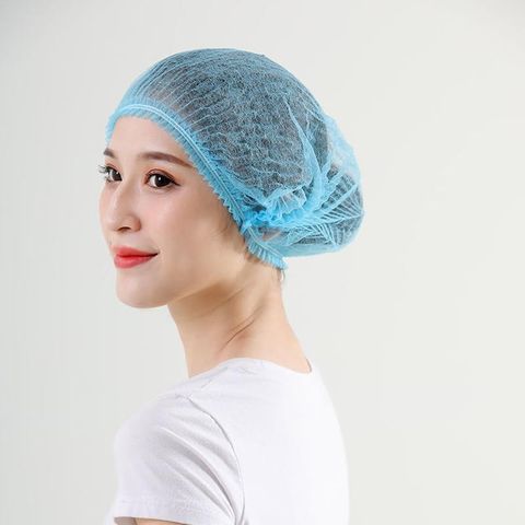 Bịch 100 Nón Đội Đầu Trùm Tóc Xanh Dùng Một Lần - Mũ Không Dệt Phòng Sạch, Chống Bụi, Bảo Vệ Tóc