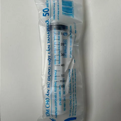 Hộp 25 Bơm Tiêm 50ml/cc Đầu Lớn Không Kim TANAPHAR - Vô Trùng, Tiệt Trùng Ethylene Oxide, Sử Dụng Một Lần