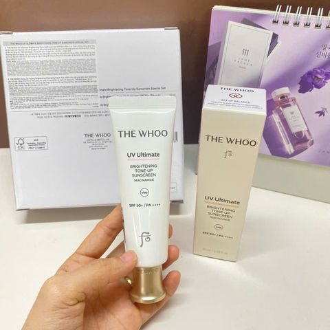Set Kem Chống Nắng Nâng Tông Whoo UV Ultimate Brightening SPF50+ - Kem Dưỡng Da Rạng Rỡ và Bảo Vệ Toàn Diện 75ml