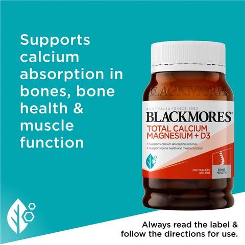 Viên Uống Blackmores Total Calcium Magnesium + D3 - Bổ Sung Canxi và Vitamin D3 Hỗ Trợ Xương Khớp - 200 Viên Úc