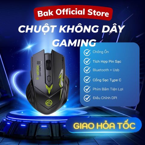 Chuột Không Dây Gaming Bluetooth BAK59 - Sạc Pin, Kết Nối 2.4G, DPI Điều Chỉnh, May Tính Chạy Im Lặng Dành Cho Game Thủ