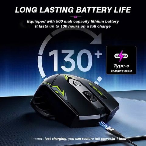 Chuột Không Dây Gaming Bluetooth BAK59 - Sạc Pin, Kết Nối 2.4G, DPI Điều Chỉnh, May Tính Chạy Im Lặng Dành Cho Game Thủ