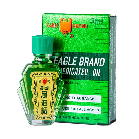 Combo 12 Chai Dầu Gió Con Ó Eagle Brand 3ml - Dầu Xoa Bóp Chống Đau Nhức Chính Hãng Từ Singapore