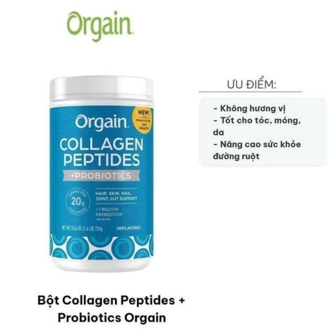 Bột Collagen Thủy Phân Orgain Peptides + Probiotics Không Vị 726g - Tăng Cường Sức Khỏe Da và Tiêu Hóa