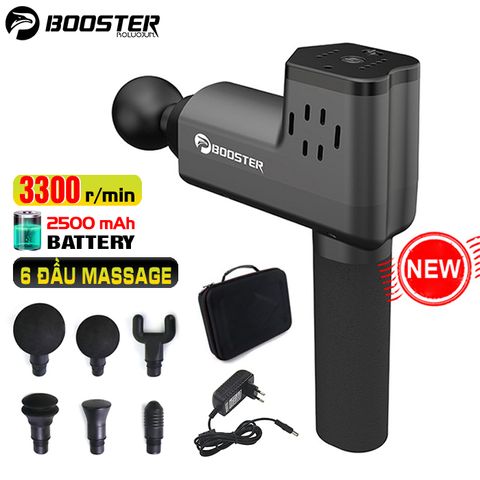 Súng Massage Cầm Tay Booster T - 126W, Thiết Bị Giãn Cơ Hiệu Quả - 6 Đầu Massage, Pin Sạc Tiện Lợi, Dùng Cho Vận Động Viên Thể Hình