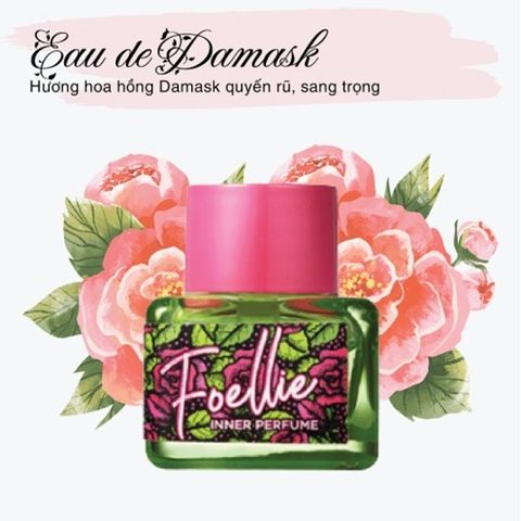 Nước Hoa Vùng Kín Foellie Hồng Xanh - Hương Hoa Hồng Damask Sang Trọng, Khử Mùi Tối Ưu Dành Cho Phái Đẹp 5ml