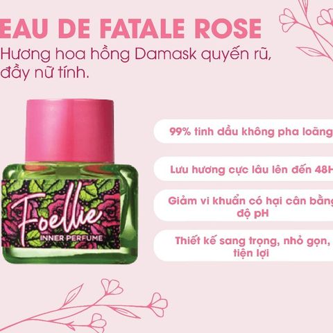 Nước Hoa Vùng Kín Foellie Hồng Xanh - Hương Hoa Hồng Damask Sang Trọng, Khử Mùi Tối Ưu Dành Cho Phái Đẹp 5ml