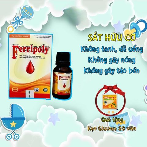 Sắt Hữu Cơ FERRIPOLY Nhỏ Giọt - Thực Phẩm Bổ Máu Dễ Uống Không Tanh, Giúp Cải Thiện Thiếu Máu Cho Trẻ Em và Người Lớn
