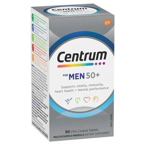 Viên Uống Vitamin Tổng Hợp Centrum Dành Cho Nam Trên 50 Tuổi - Tăng Cường Sức Khỏe, 90 Viên, Hỗ Trợ Chất Lượng Cuộc Sống