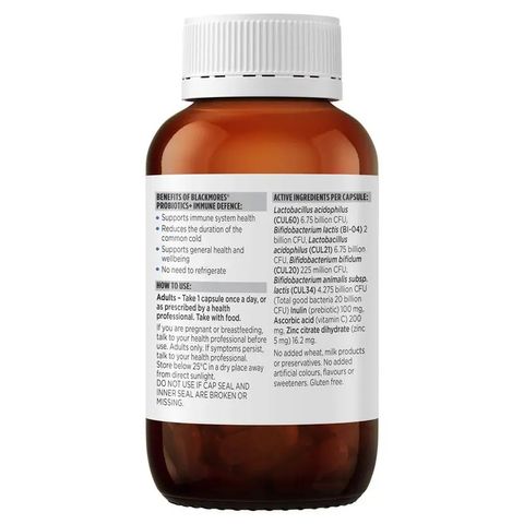 Viên Uống Bổ Sung Lợi Khuẩn Blackmores Probiotics+ Immune Defence - Tăng Cường Miễn Dịch và Hỗ Trợ Tiêu Hóa tại Úc