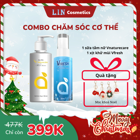 Combo Chăm Sóc Cơ Thể Nữ VFresh & VNatureCare - Xịt Khử Mùi & Sữa Tắm Thơm Mát, Dưỡng Ẩm Da Mềm Mịn, Hàng Chính Hãng