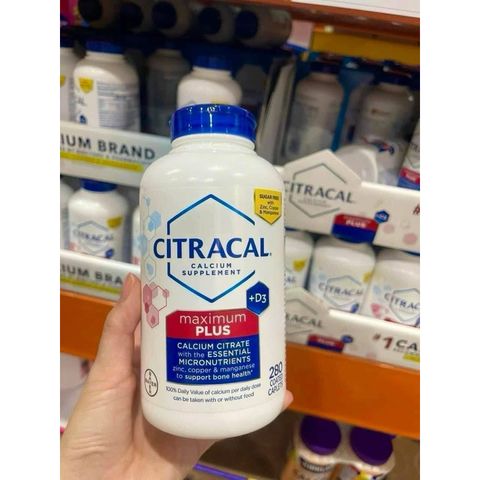 Viên uống bổ sung Canxi Citracal Maximum Calcium Citrate + D3 - 280 viên Giúp Xương Khỏe, Phòng Ngừa Loãng Xương, Hàng Nội Địa Mỹ