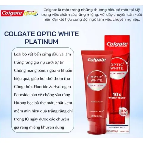 Set Kem đánh răng colgate Mỹ optic white hàng Mỹ